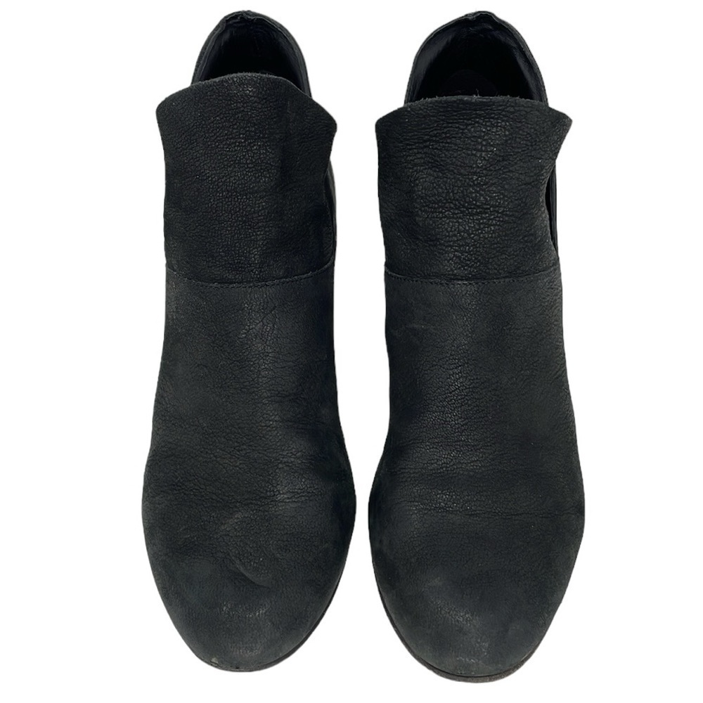 Eileen Fisher Boots Women's 8 Black Leather Heeled Ankle Booties Round Toe Shoe